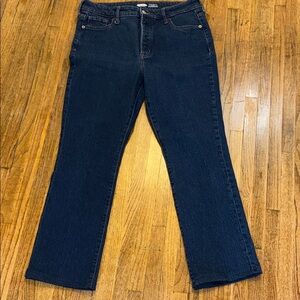 Old Navy Dark Blue Button Fly Cropped Bootleg Jeans Size 6